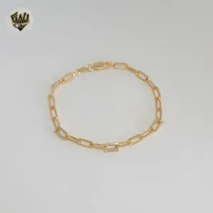 (1-0752) Gold Laminate - 4mm Paper Clip Zircon Bracelet - 7.5 - BGF