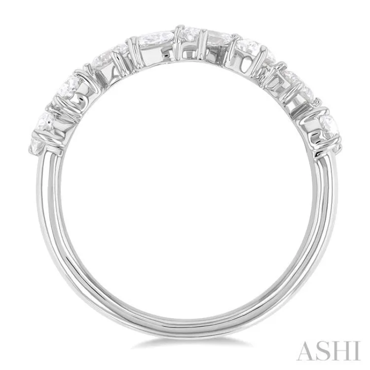 1 1/10 ctw Mixed Shape Diamond Fashion Ring in 14K White Gold