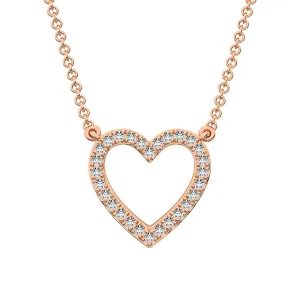 10K Rose Gold 1/4 Ct.Tw. Diamond Heart Necklace