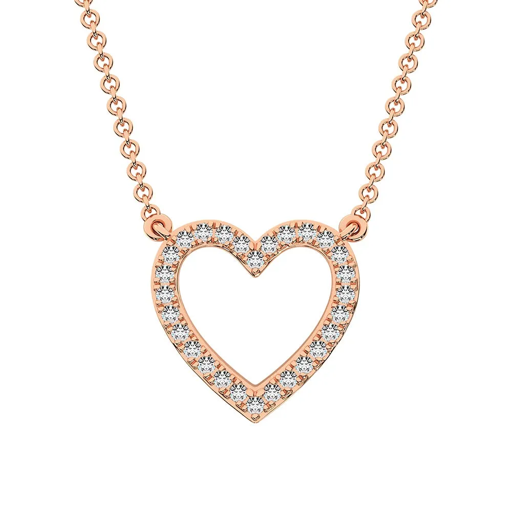 10K Rose Gold 1/4 Ct.Tw. Diamond Heart Necklace