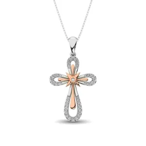 10K Two Tone 1/5 Ct.Tw. Diamond Cross Pendant