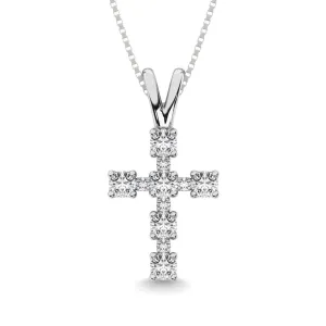 10K White Gold 1/4 Ct.Tw.Diamond Cross Pendant