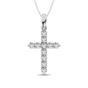 10K White Gold 1/5 Ct.Tw.Diamond Cross Pendant