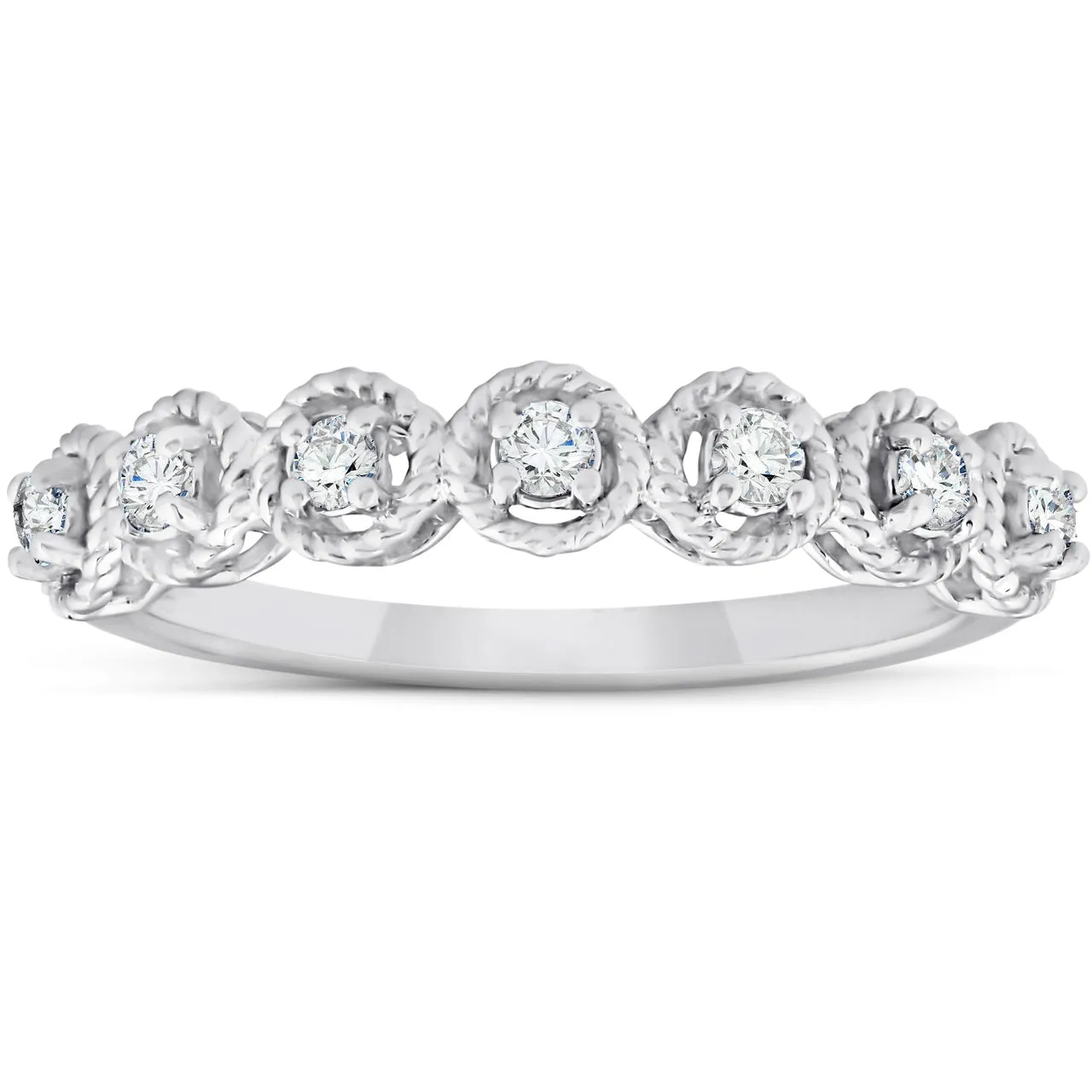 1/4 Ct Diamond 7-Stone Wedding Ring 14k White Gold