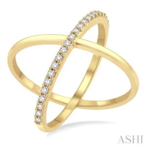 1/4 Ctw Round Cut Diamond 'X' Ring in 14K Yellow Gold