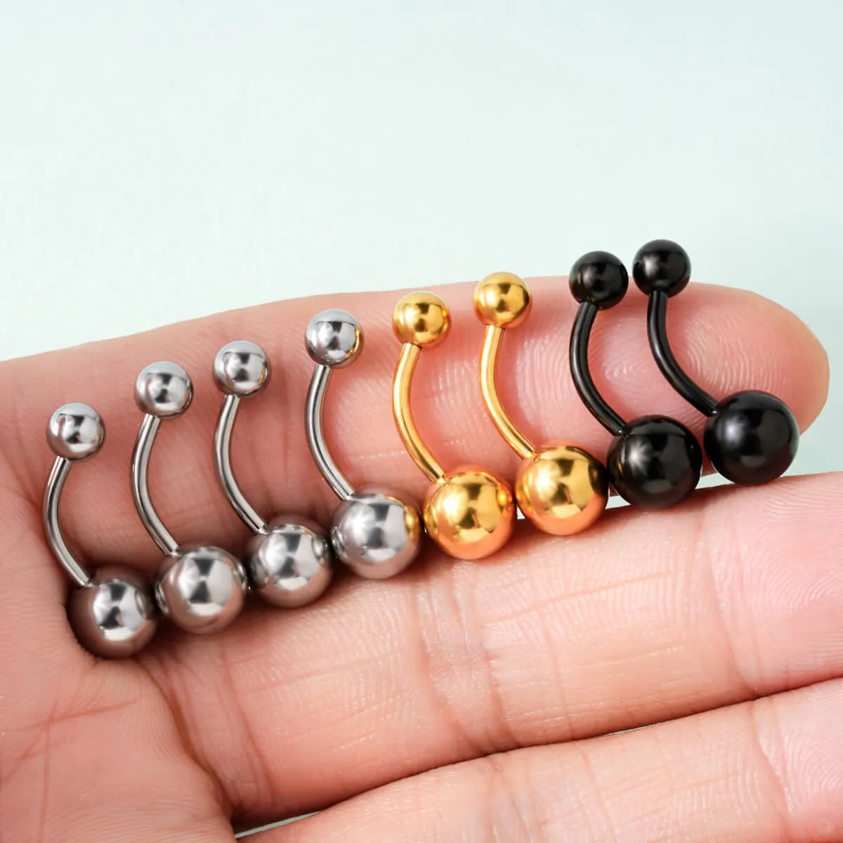 14G 8PCS 8/10/12/14mm Balls Top Belly Ring