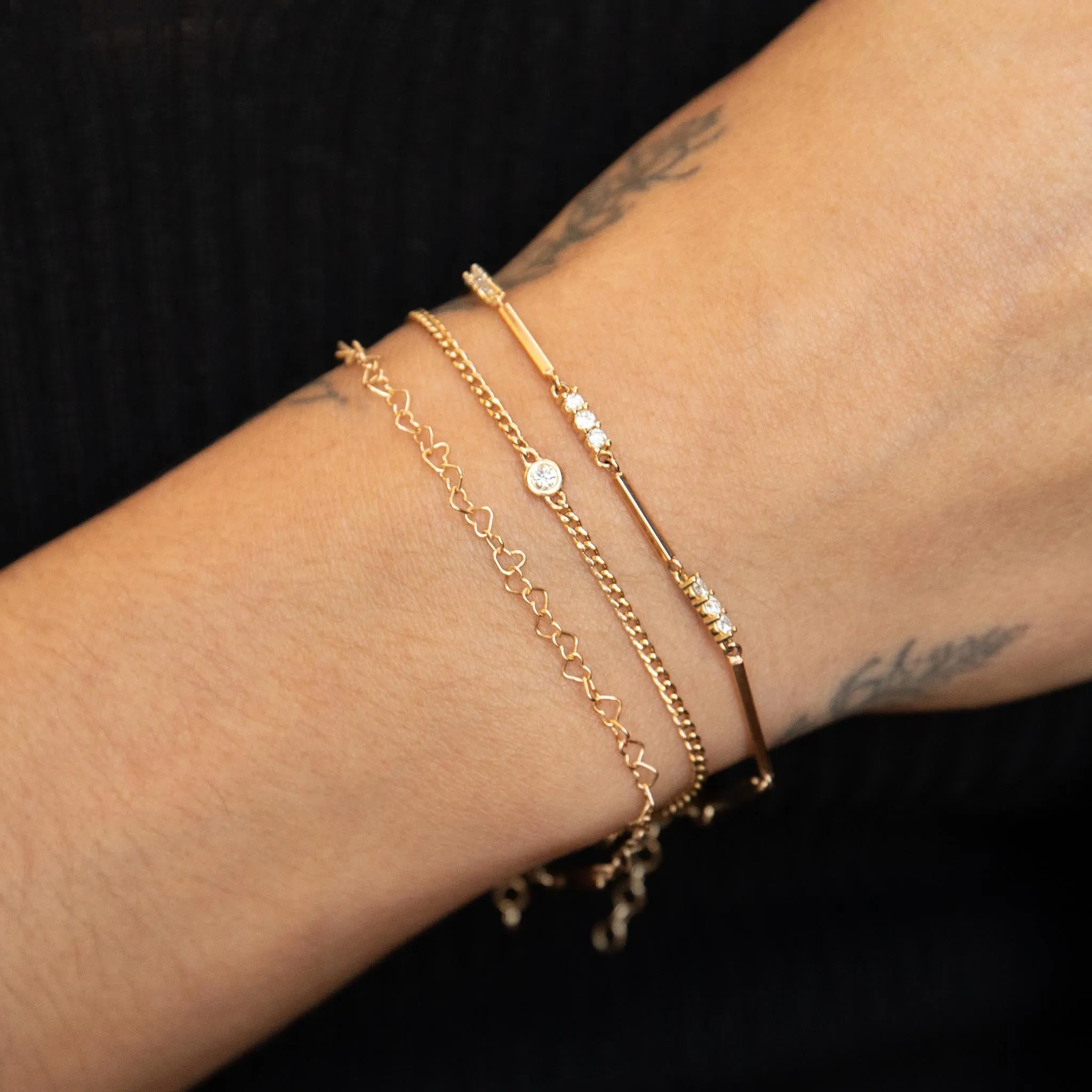 14k Gold Heart Link Bracelet