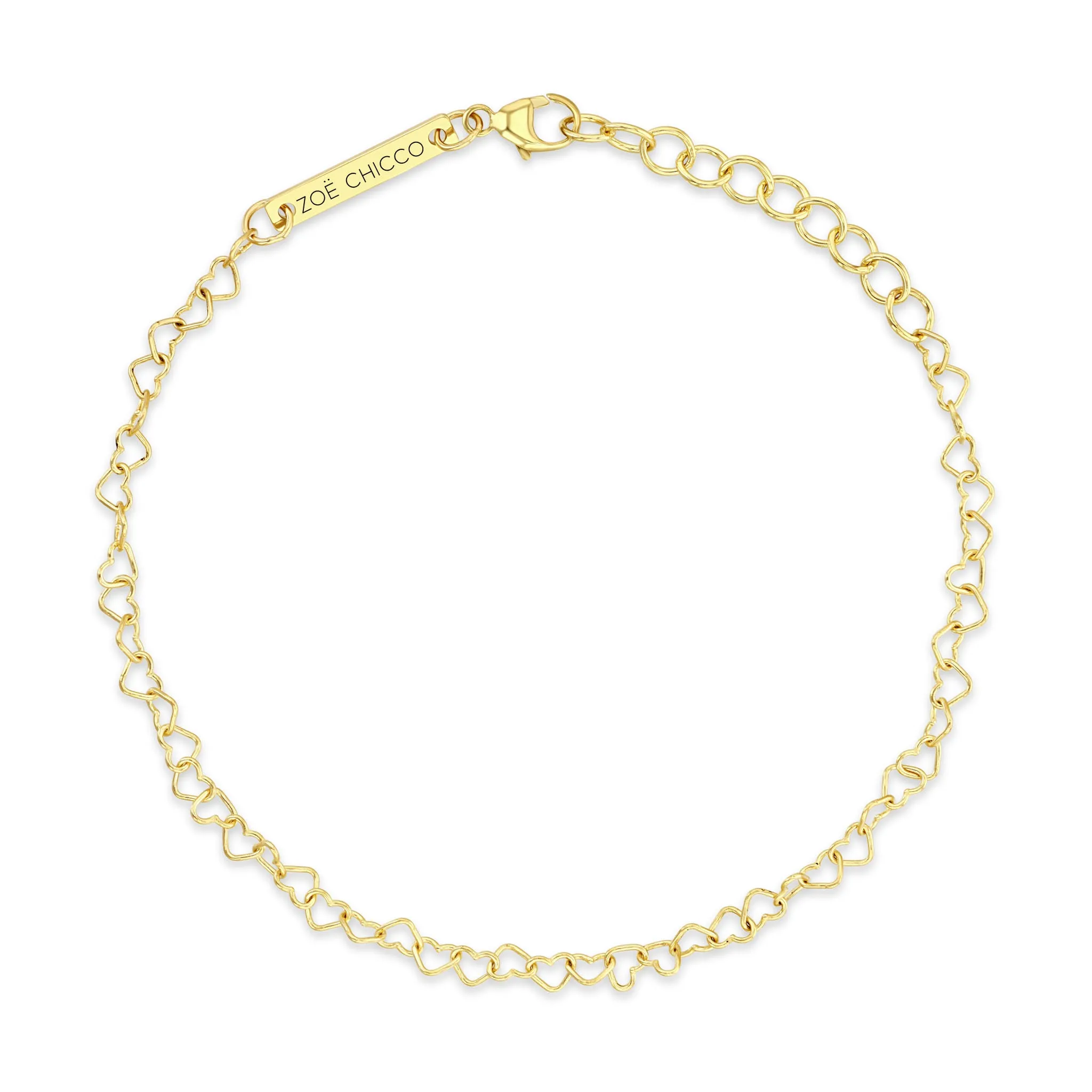 14k Gold Heart Link Bracelet