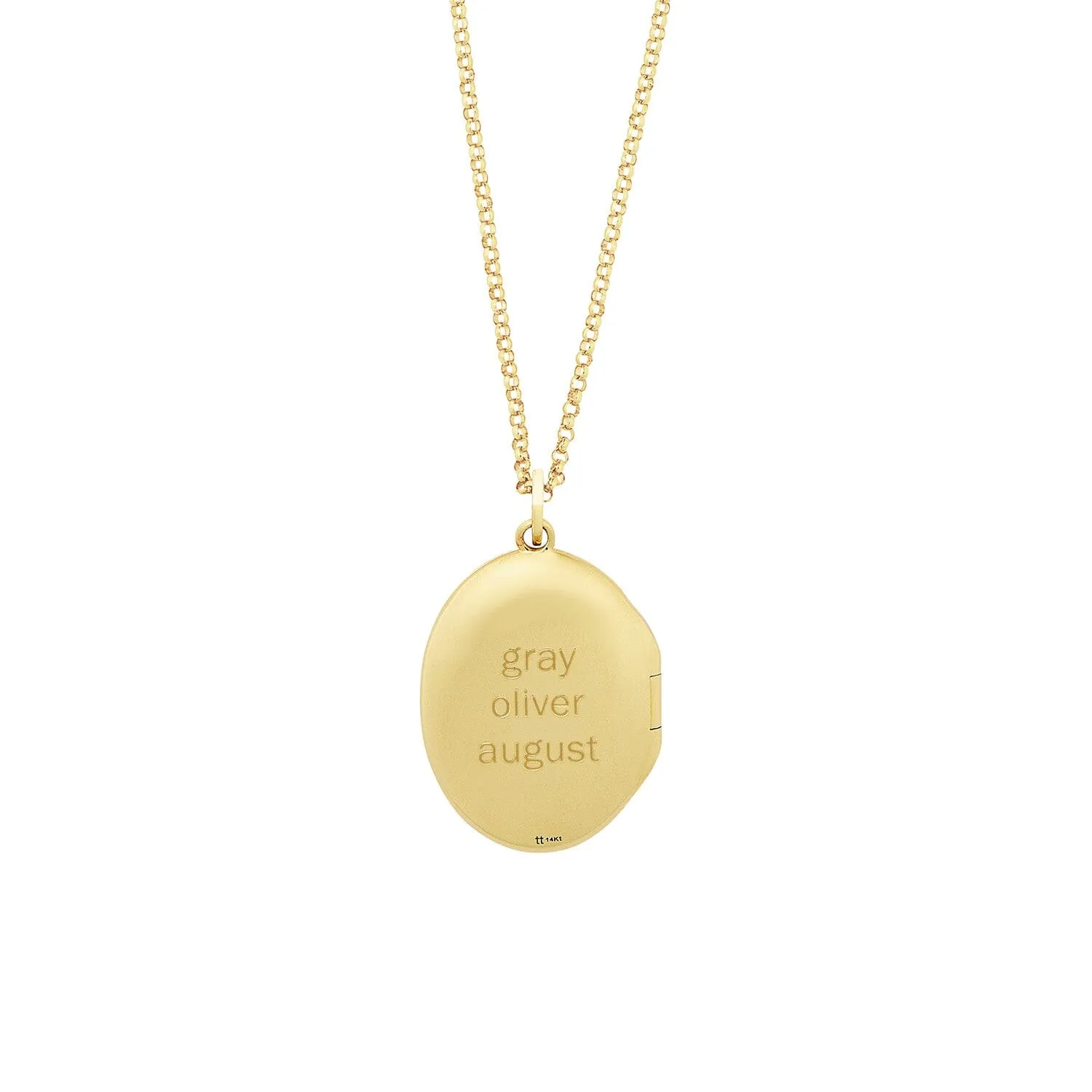 14k Oval Personalized Locket Necklace