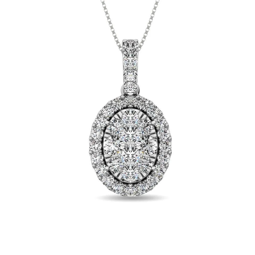 14K White Gold 1 1/4 Ctw Diamond Fashion Pendant