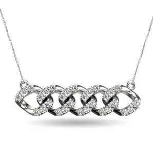 14K White Gold 1/4 Ct.Tw. Diamond Curb Chain Pattern Necklace