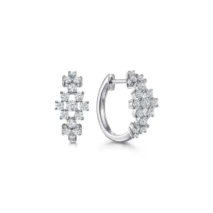 14K White Gold 15mm Diamond Huggies