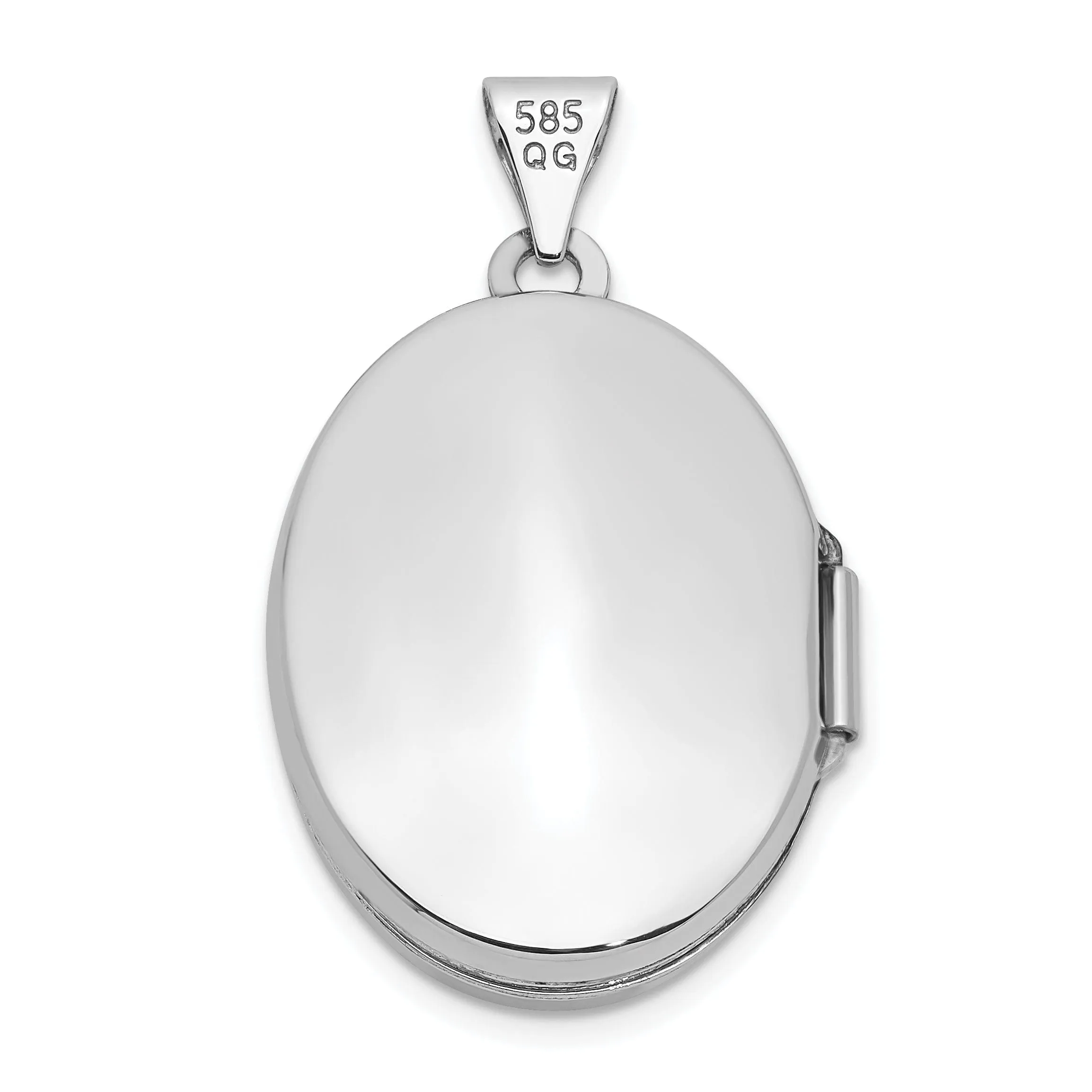 14k White Gold 21MM Oval H/Eng Locket