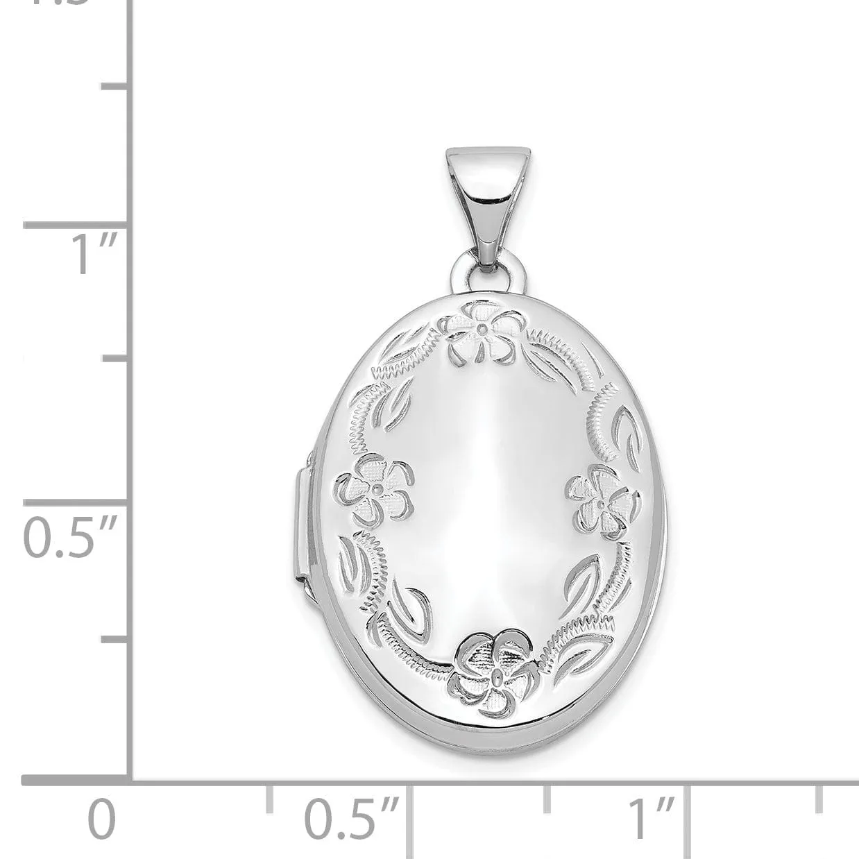 14k White Gold 21MM Oval H/Eng Locket