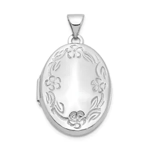 14k White Gold 21MM Oval H/Eng Locket