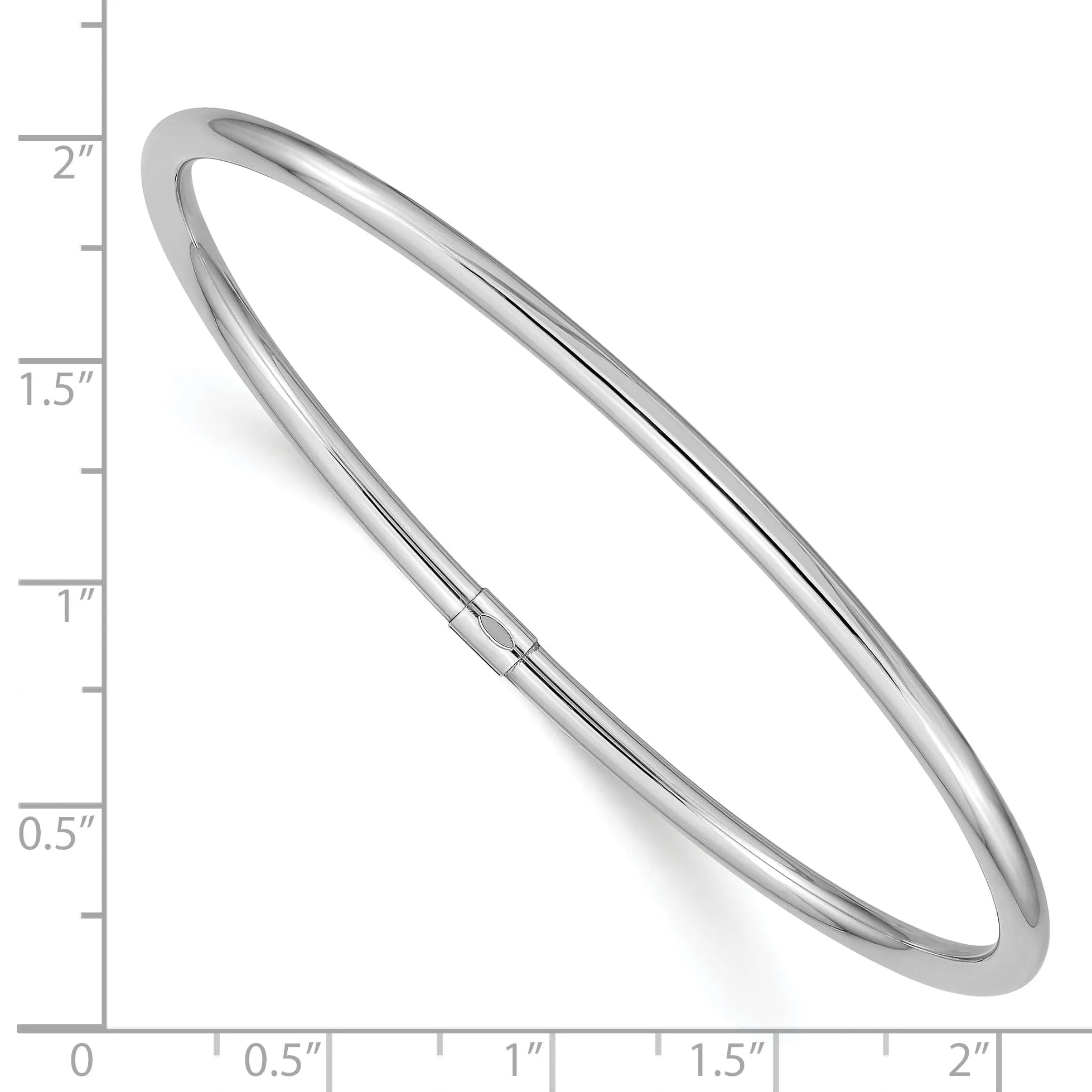 14k White Gold 3MM Round Tube Slip-on Bangle