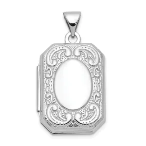 14K White Gold Book Scroll Border Locket