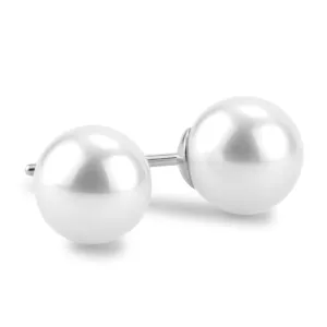 14K White Gold Cultured Pearl Studs - 8x8.5mm