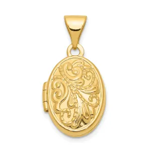 14k Yellow Gold Oval Locket Pendant