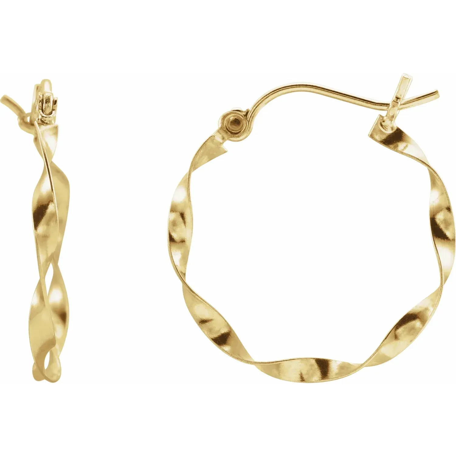 14K Yellow Twisted 20 mm Hoop Earrings