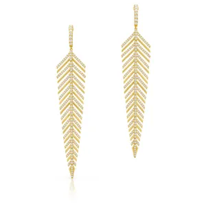 14KT Yellow Gold Diamond Luxe Feather Earrings