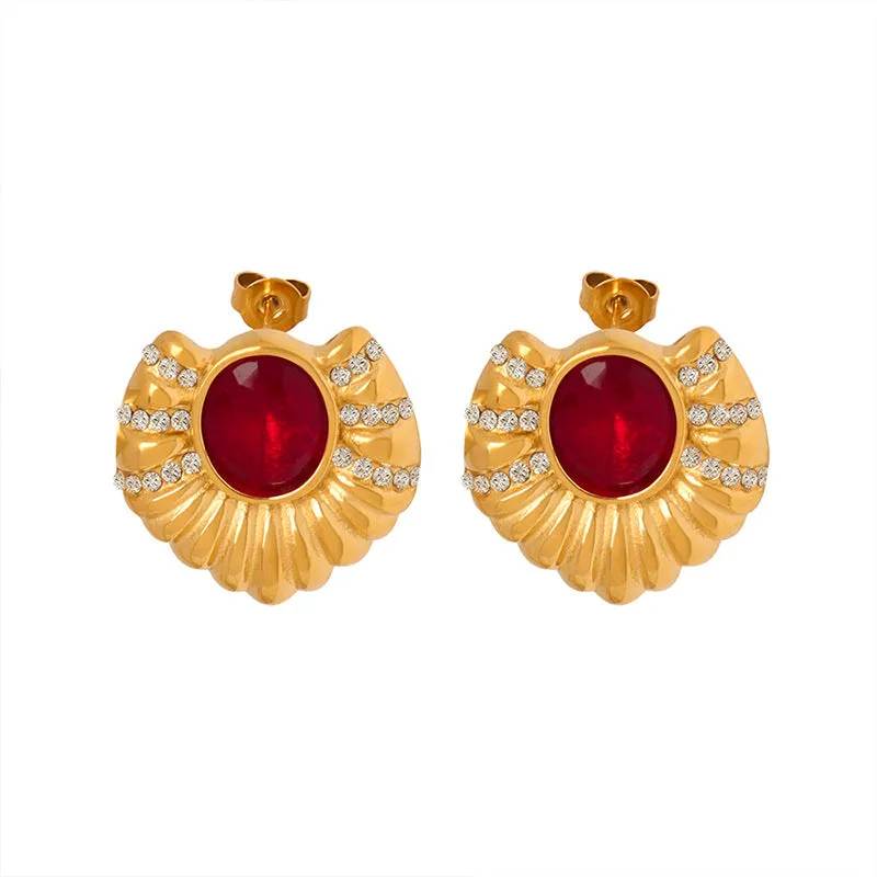 18K Gold Classic Fashion Inlaid Zircon Thread Design Versatile Earrings