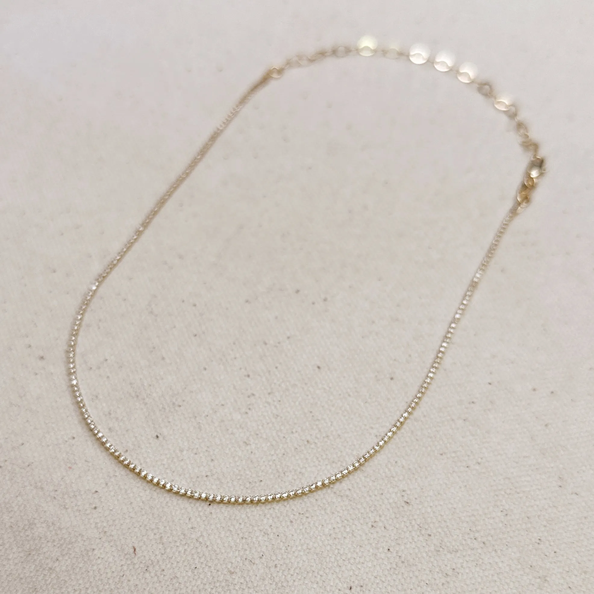 18k Gold Filled 1.2mm CZ Tennis Necklace