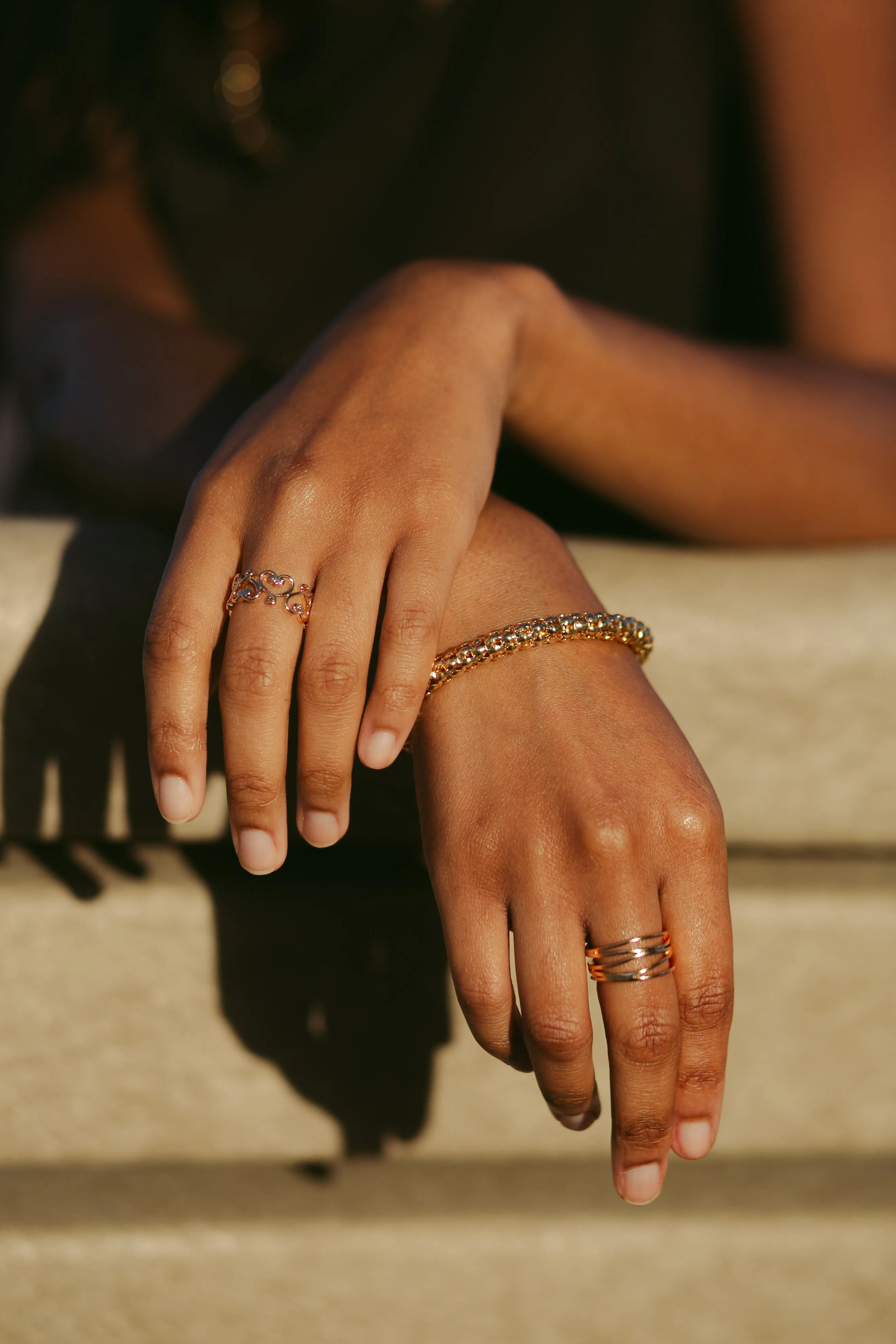 18K White Gold Plated Eternity Heart Ring