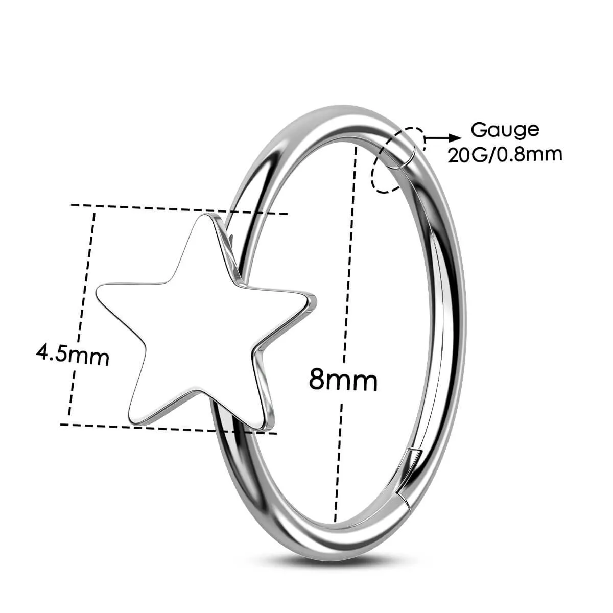 20G Flat Hinged Segment Star Nose Ring