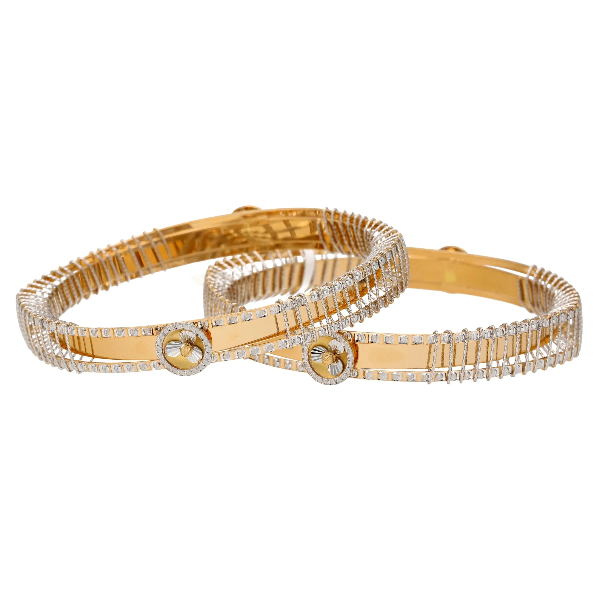 22K Multi-Tone Gold Bangle Set of 2 (50.8gm)