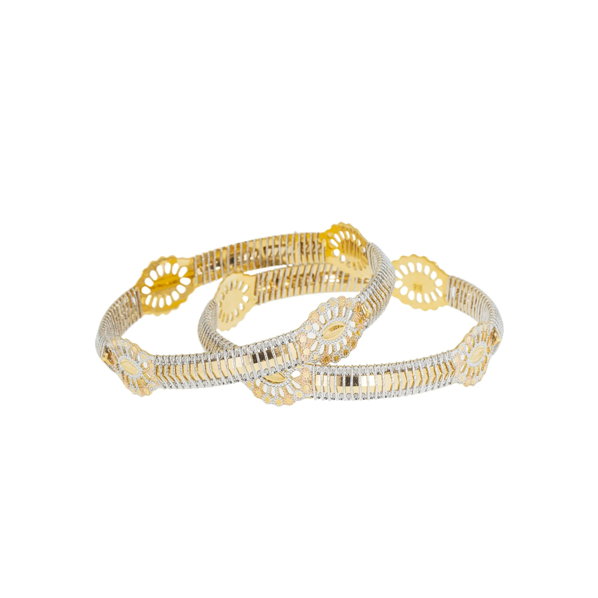 22K Multi-Tone Gold Bangle Set of 2 (50gm)