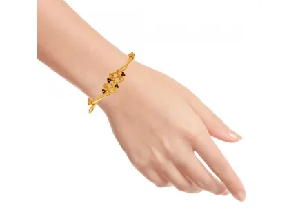 22k Uniquely Shaped Gold Bangles With Meenakari Flowers Detail