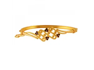 22k Uniquely Shaped Gold Bangles With Meenakari Flowers Detail