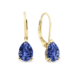 2.90ct TW Created Sapphire Pear Drop Earrings in 9ct Yellow Gold