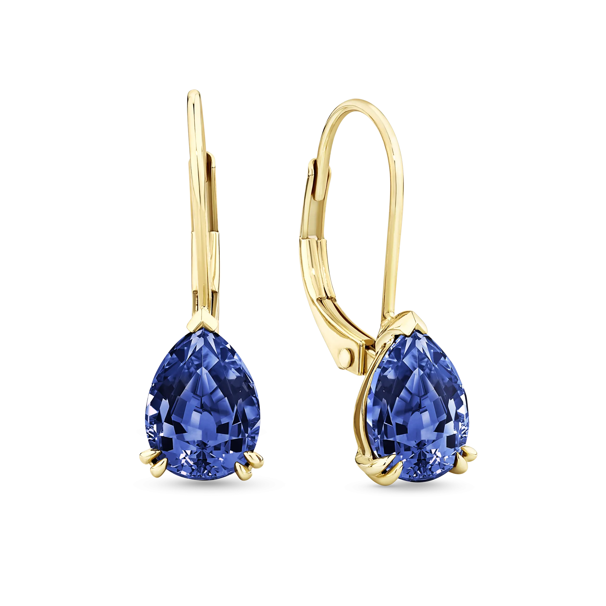 2.90ct TW Created Sapphire Pear Drop Earrings in 9ct Yellow Gold