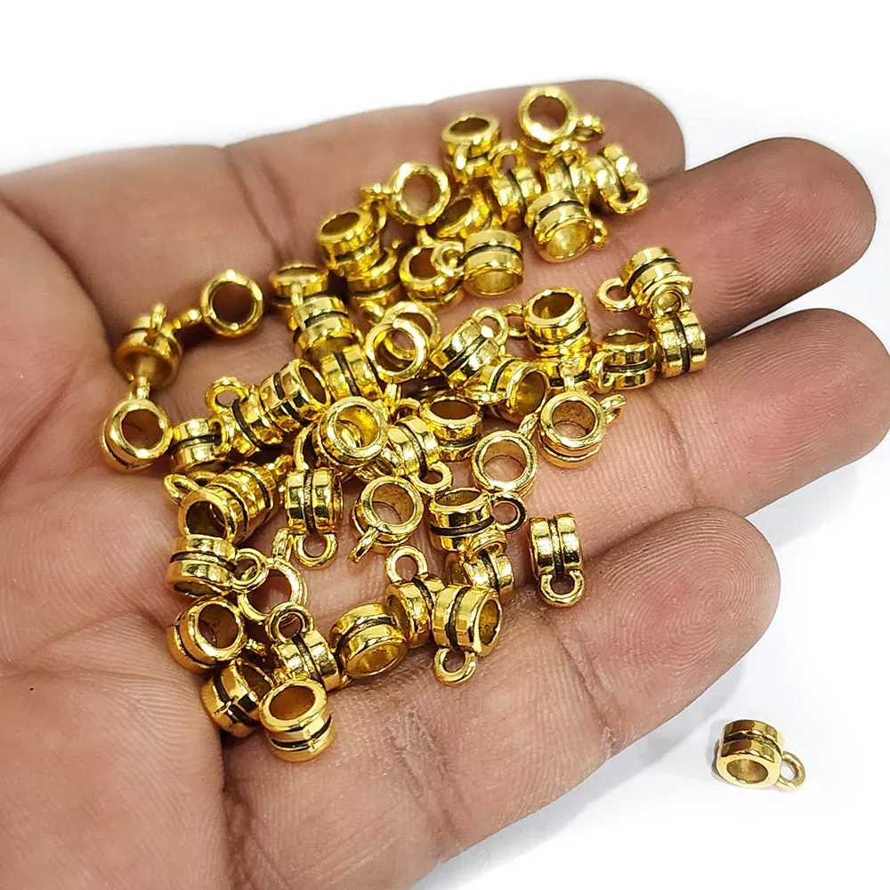 30 PCS PACK, 8x5 MM SIZE, GOLD PLATED, HIGH QUALITY OF PENDANT BAIL FINDING RAW JEWELRY MAKING MATERIALS