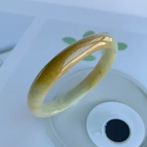 49.6mm A-Grade Jadeite Yellow And Green Modern Oval Bangle No.330004