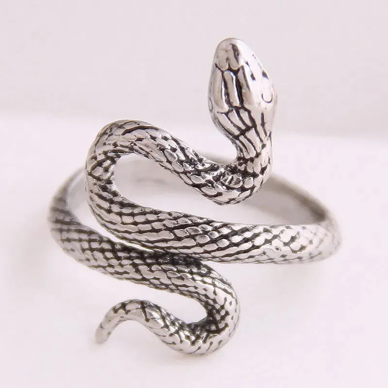 4pcs/Set Big Punk Retro Snake Rings Alloy Rings for Women Mens Rings Adjustable Jewelry Anillos Mujer Anillo Hombre Couple Rings