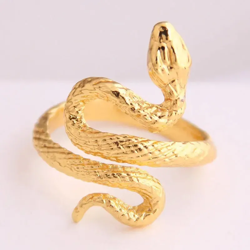 4pcs/Set Big Punk Retro Snake Rings Alloy Rings for Women Mens Rings Adjustable Jewelry Anillos Mujer Anillo Hombre Couple Rings