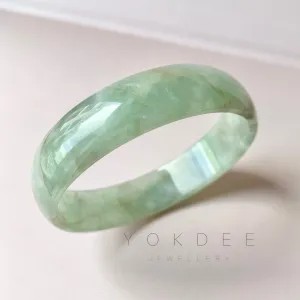 52.8 mm A-Grade Natural Green Jadeite Modern Round Bangle No.151952