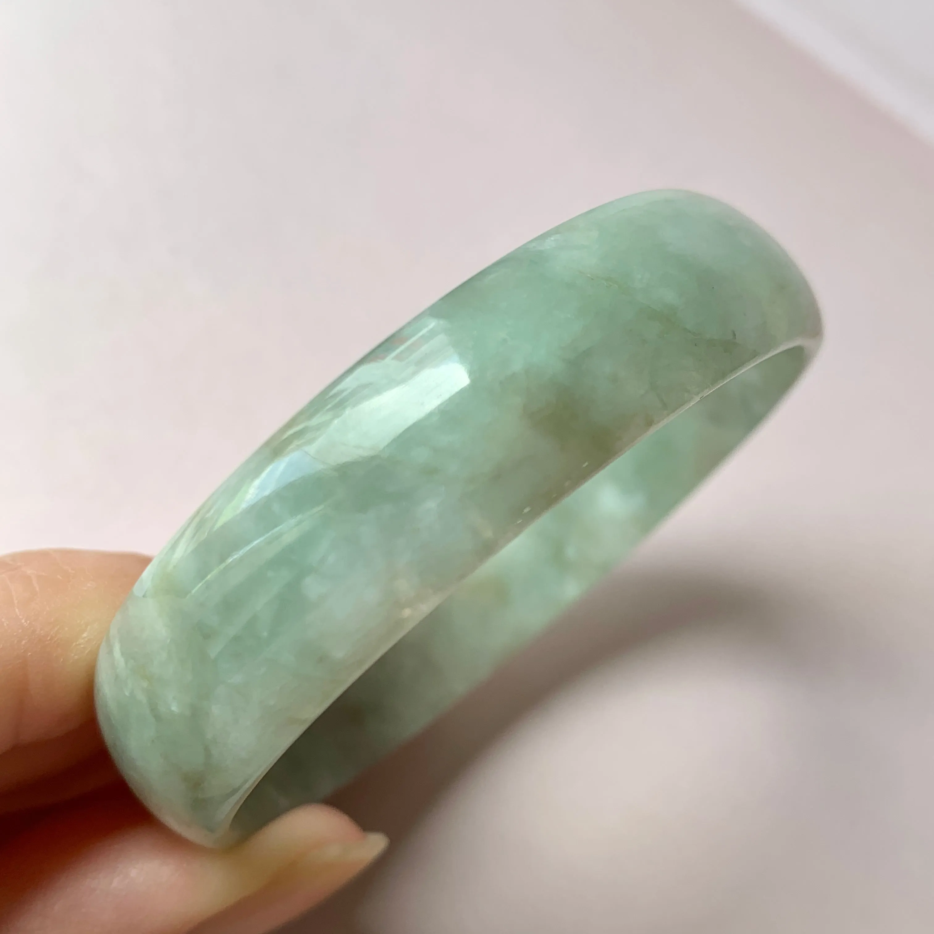 52.8 mm A-Grade Natural Green Jadeite Modern Round Bangle No.151952