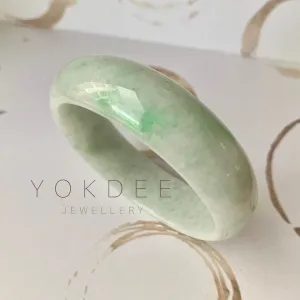 57.8mm A-Grade Natural Moss On Snow Jadeite Modern Round Bangle No.151917