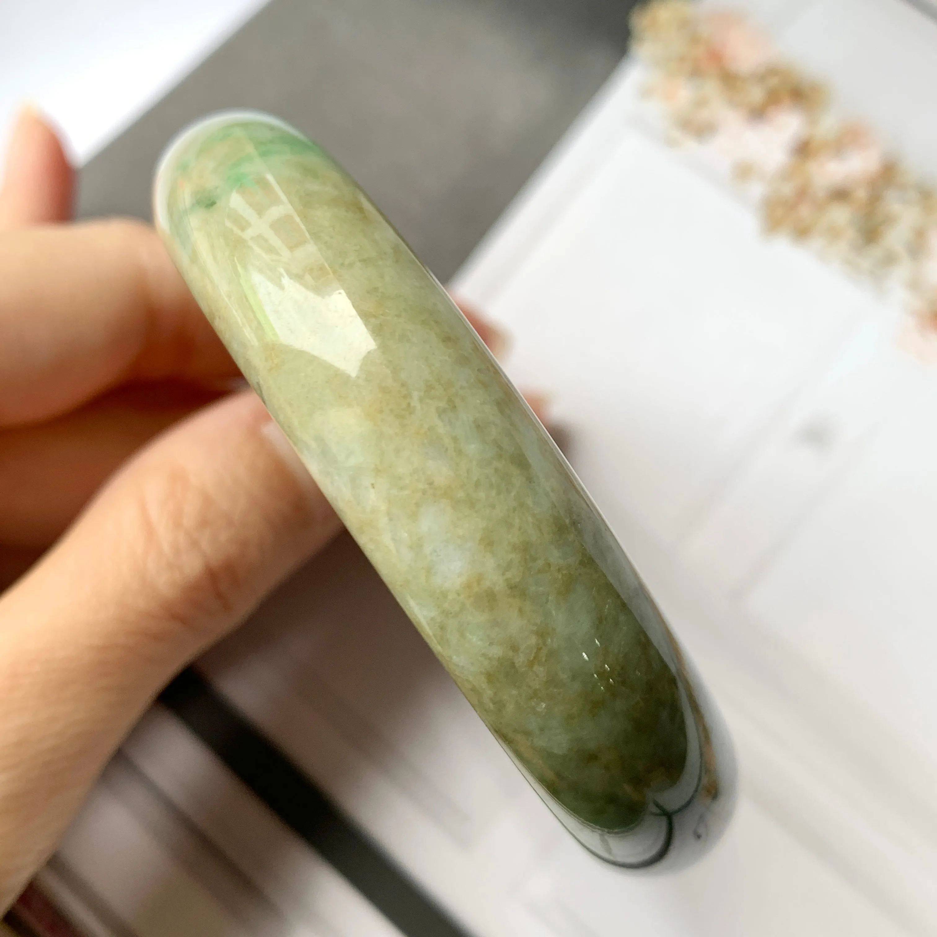 58.7mm A-Grade Natural Multi-Colour Jadeite Modern Round Bangle No.330021