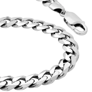 5mm Men's Solid Sterling Silver Cuban Chain Bracelet Tight Curb Link