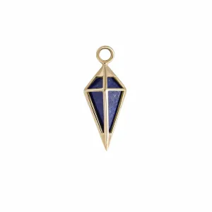 9k Yellow Gold Short Point Pendulum Plaque - Lapis Lazuli - SINGLE