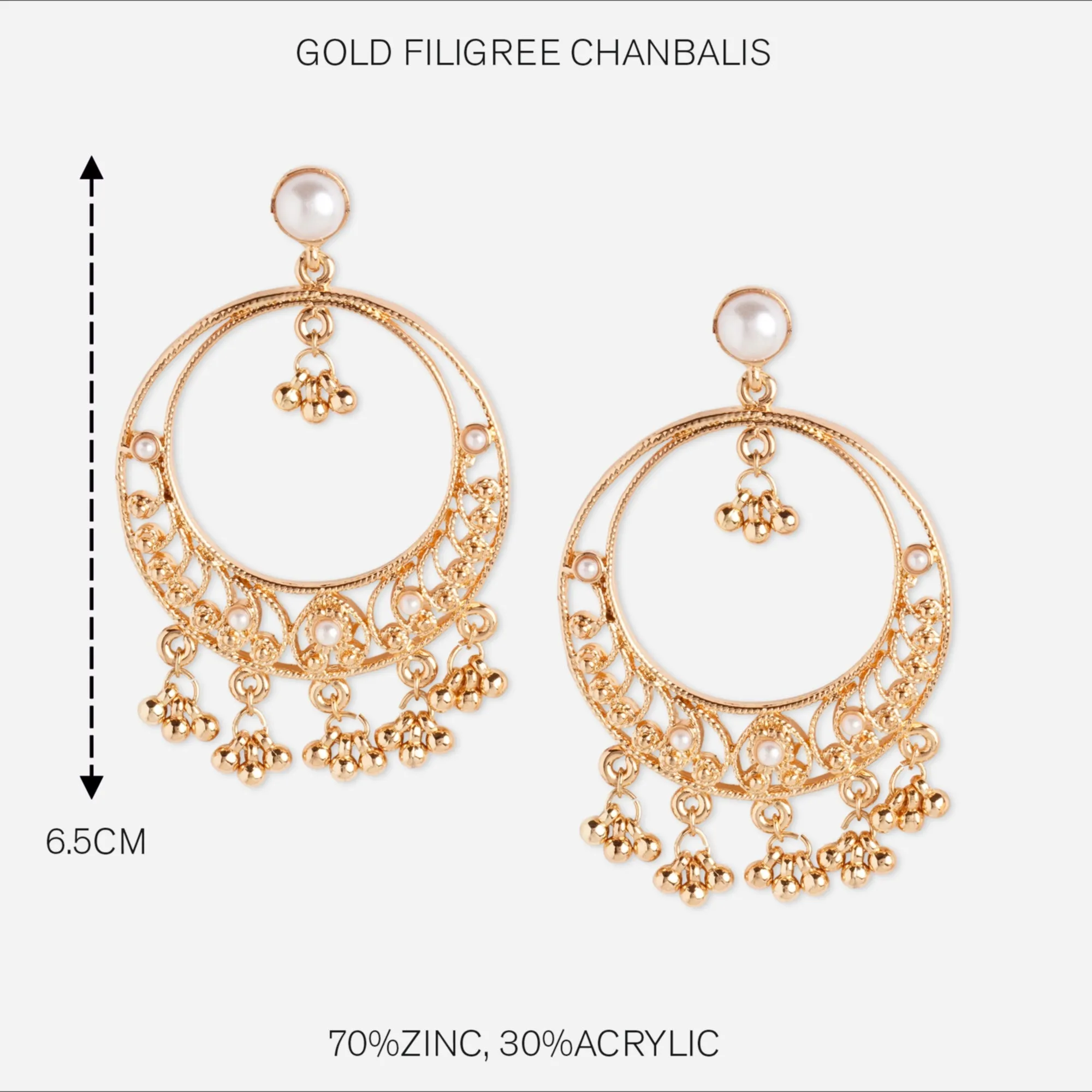 Accessorize London Gold Filigree Chanbalis Zinc Chandbali Earring