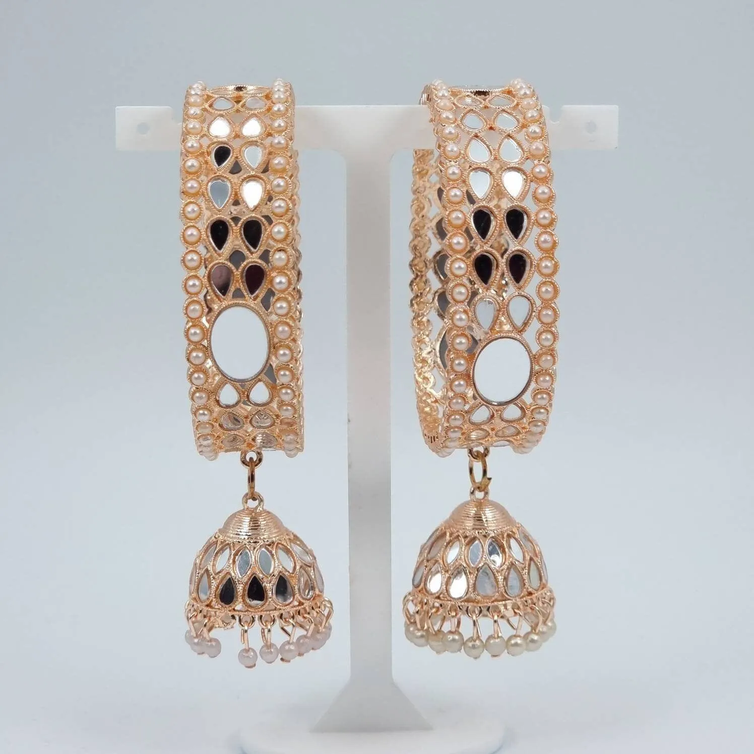 Angela Rose Gold Mirror Jhumka Bangles