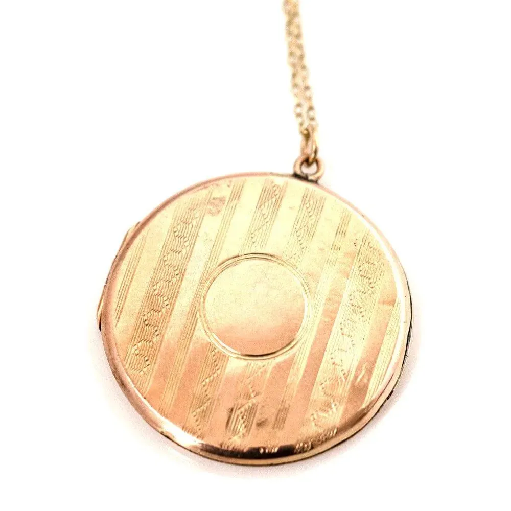 Antique Victorian Large Round 9ct Rose Gold Locket Necklace