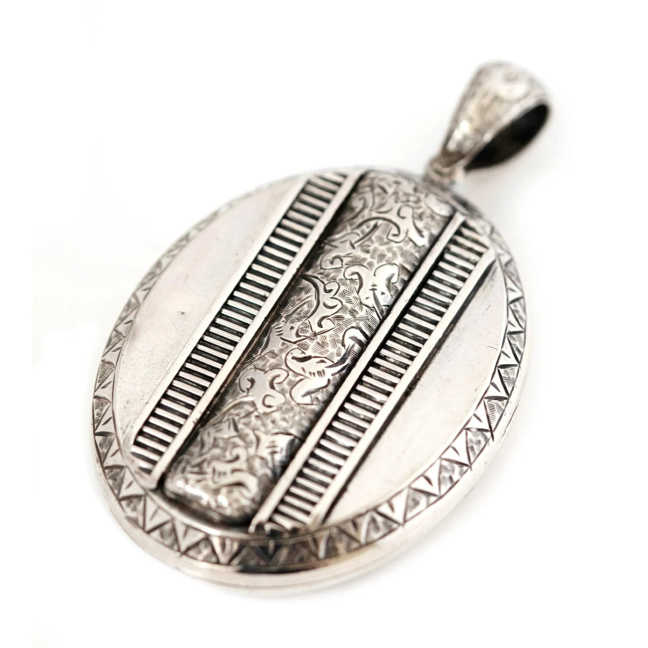 Antique Victorian Large Silver Oval Locket