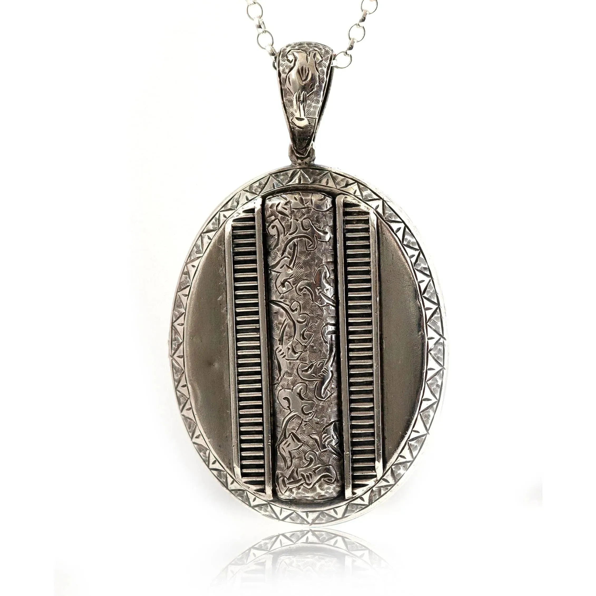 Antique Victorian Large Silver Oval Locket